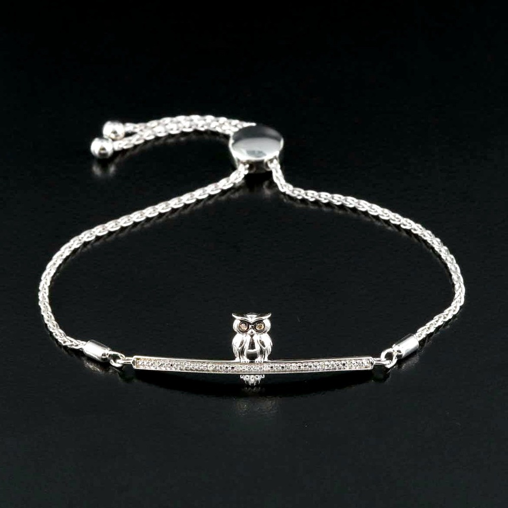 🦉 Sterling diamond owl slide bracelet 🦉
